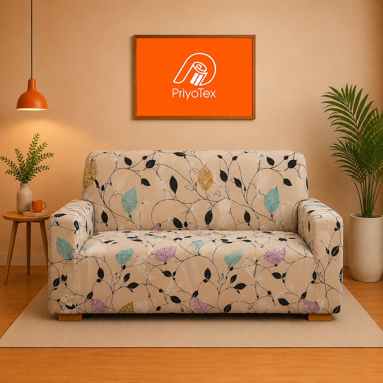 Dynasty Cream Modern China Print Sofa Cover 2+2+1