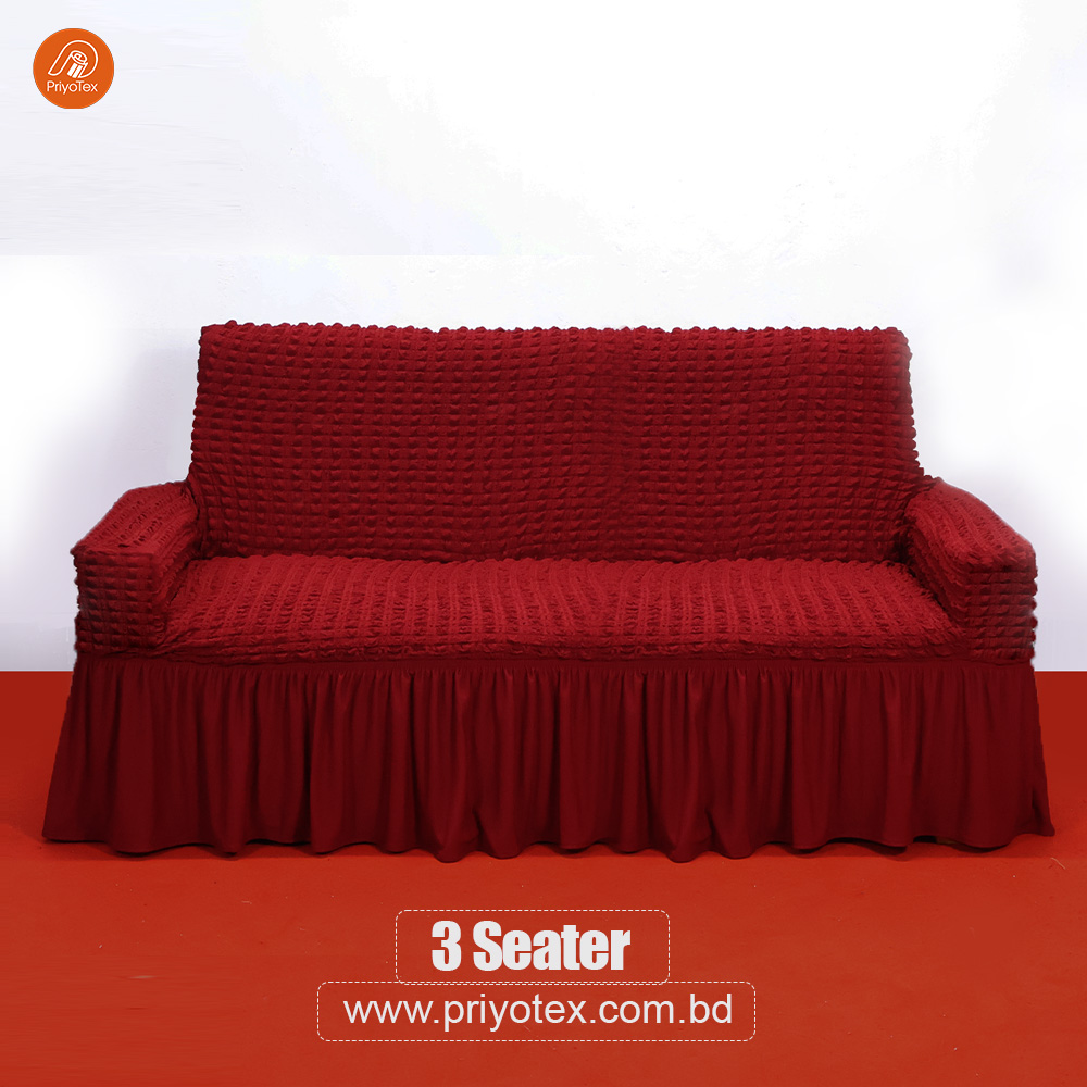 Maroon Color Sofa Cover 3 Seater